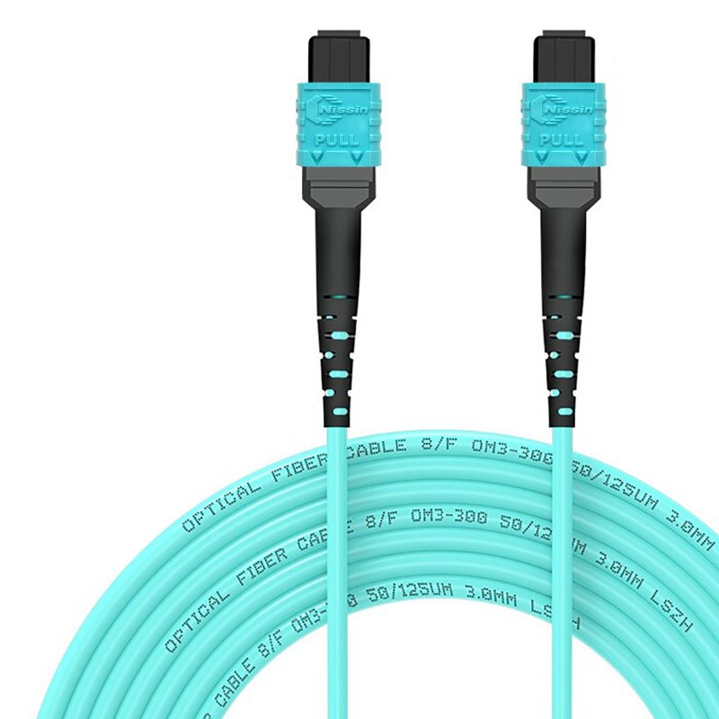 MPO to MPO OM3 Female，8 Fiber Optical Fiber Cable Type B