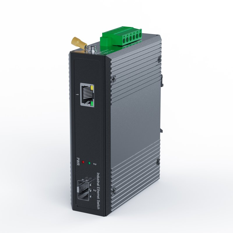 2 Ports Industrial Ethernet Fiber Switch (1*RJ45 Port, 1*SFP Port)